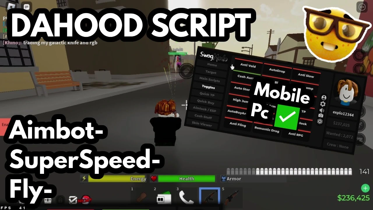 Omg Hub Script GUI inside Da Hood with aimbot and silent aim