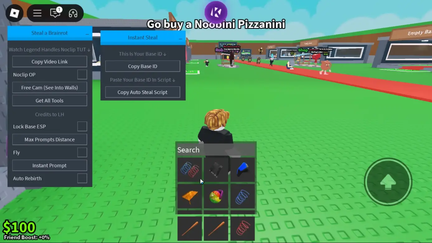 Omg Hub Script GUI inside Steal a Brainrot game with auto-steal